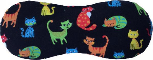 Augenkissen Bio-Amaranth - Katzen auf schwarzem Grund